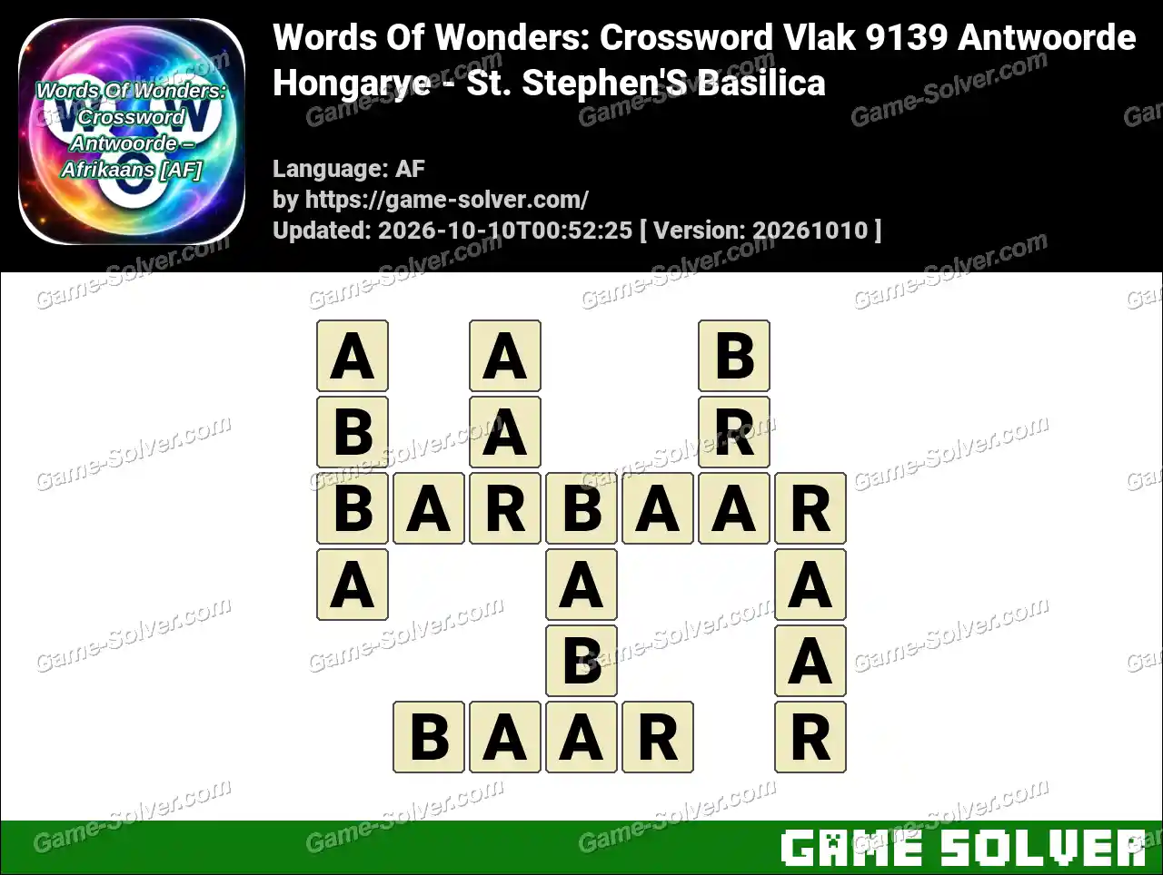 Words Of Wonders: Crossword Vlak 9139 Antwoorde – Hongarye – St. Stephen’S Basilica